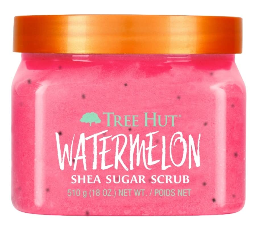 Tree Hut Shea Sugar Body Scrub, Watermelon, Coco Colada,18oz, 2PK, With Single Makeup Remover Cleansing Wipe