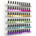 YMVV Clear Acrylic Nail Polish Rack Wall Mounted Shelf,6 Pack Organizer with Unique Wavy Lines,Nail Supplies for Techs,Great Display Salons Retailers