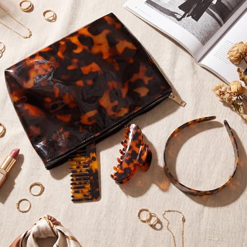 Tortoiseshell Hair Accessories Set - 4 Pc Makeup Bag & Styling Bundle