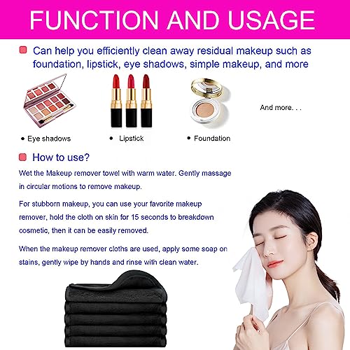 Makeup Eraser Reusable Make Up Remover Eraser Even Waterproof Make Up in Seconds Just with Water Chemical Free Eyeliner Lipstick Foundation Powder Highlighter Eyebrown (5 black)
