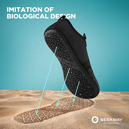 SEEKWAY Water Shoes Barefoot Aqua Socks Quick-Dry Non Slip Shoes for Beach Swim Pool River Boating Surf Women Men Dot Black SK002(U)