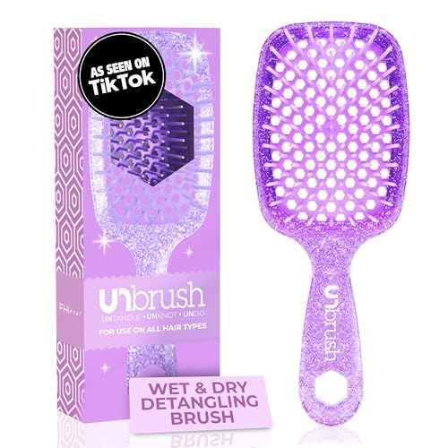 FHI Heat UNbrush Detangling Brush for Pain-Free Brushing on All Wet or Dry Hair Types ? Durable DuoFlex Anti-Static Bristles, Lightweight Handle, Vented Hair Brush