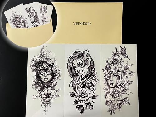 Floral Face Temporary Tattoos - 3 Sheets, 5-7 Days