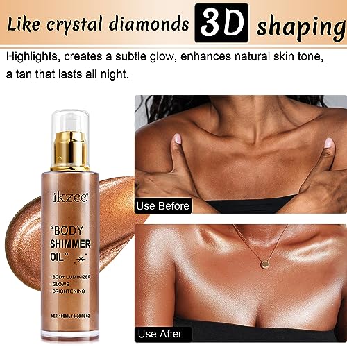 Shimmer Oil 100ml Body Luminizer Highlighter - Bronze Gold