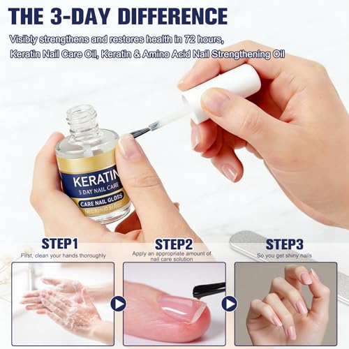 3-Pack Keratin Nail Care Oil for Strong, Glossy Nails - 16ml