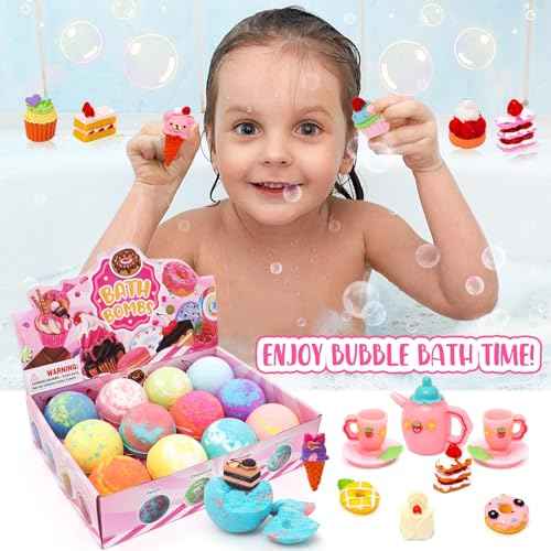 Bath Bombs for Kids Bath Bomb Gift Set Natural Bubble Bathbombs Fizzy Spa Bath for Kids Girls Birthday Valentines Day Gift