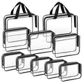TISRATOK 10 PCS Clear Travel Makeup Toiletry Bag, Plastic PVC Cosmetic TSA Approved Organizer Kit with Zipper Handbag£¨Black£©