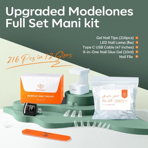 modelones A7 Wired Medium Coffin UV LED Gel Nail Light & Nail Kit