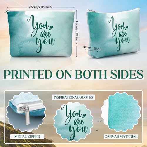 20 Pcs Employee Appreciation Gifts Inspirational Canvas Makeup Bags Compact Mirror Bulk Cosmetic Bags Portable Mirror Thank You Gifts for Women Christmas Nurse Practitioner (Inspiration)