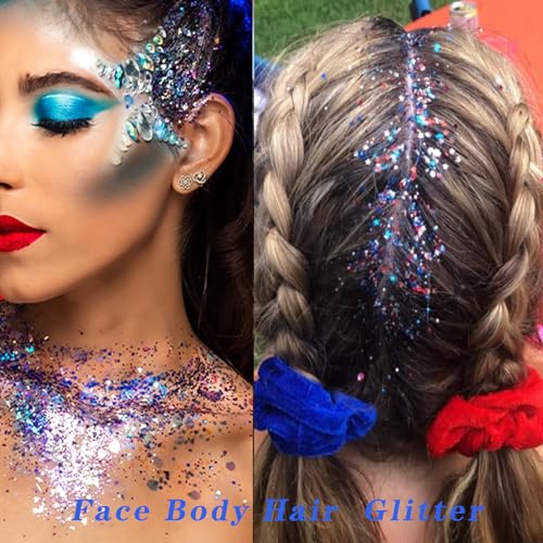Patriotic Red White and Blue Body Glitter for 4th of July
