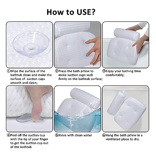 Bath Pillow for Tub with Neck & Back Support