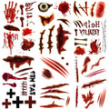 Halloween Temporary Tattoos - 6 Sheets Zombie Wound Fake Tattoo Stickers
