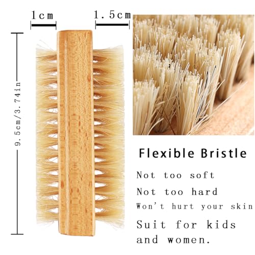 2Pcs Bamboo Nail Brush Set for Cleaning Fingernails & Toenails