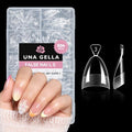 UNA GELLA Extra Short Almond Gel Nail Tips - 504 Pcs Pre-Etched Half Cover