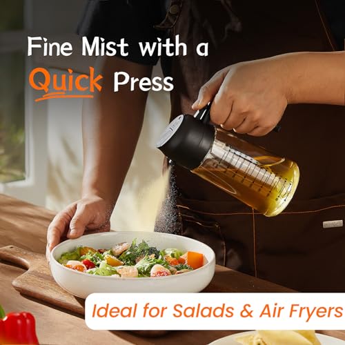 Glass Olive Oil Sprayer Bottle – 16oz Spray & Pour Dispenser