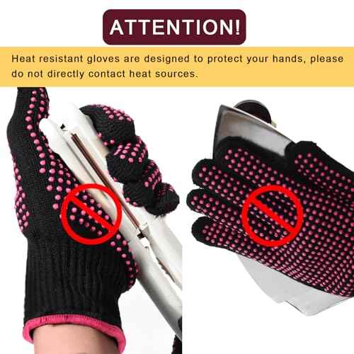 YANTAISIYU ?2-Pack Heat-Resistant Gloves with Silicone Bumps Heat Blocking Gloves for Curling Hair Styling