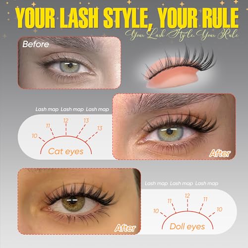 Natural Lash Clusters Kit Wispy Eyelash Clusters Kit Manga Lashes Clusters 10-13mm C-Curly Cluster Eyelash Extensions Thin & Invisible Band Lash Extension Kit with Lash Glue and Lash Tweezers
