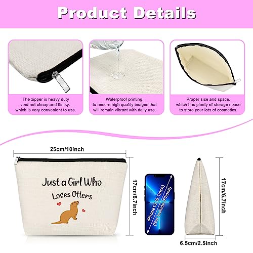 Otter Makeup Bag Otter Lover Gift Sea Otter Gifts for Women Animal Lover Cute Otter Animal Gift Inspiration Gifts for Friend Cosmetic Bag Birthday Christmas Gifts for Her Sister Cosmetic Travel Pouch