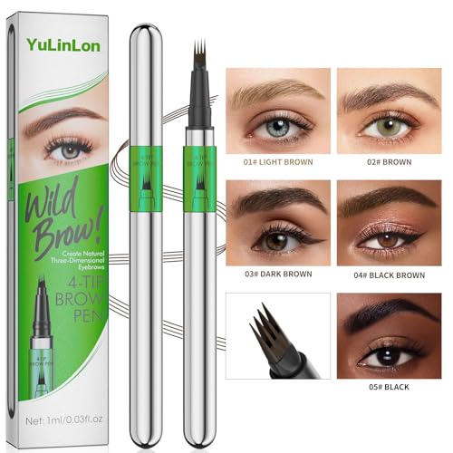 4-Tip Micro-Fork Brow Pen - Waterproof Liquid Eyebrow Liner