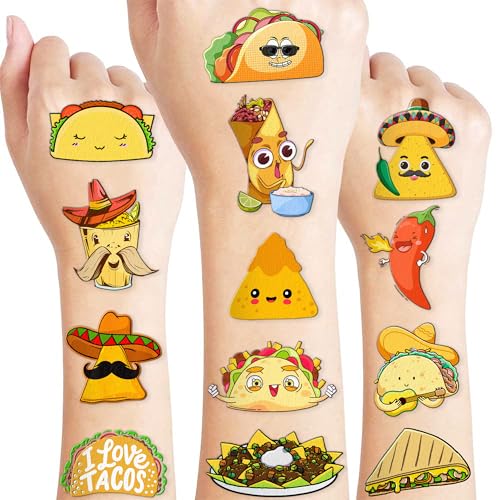 100 PCS Mexico Food Fiesta Temporary Tattoos | Party Favors