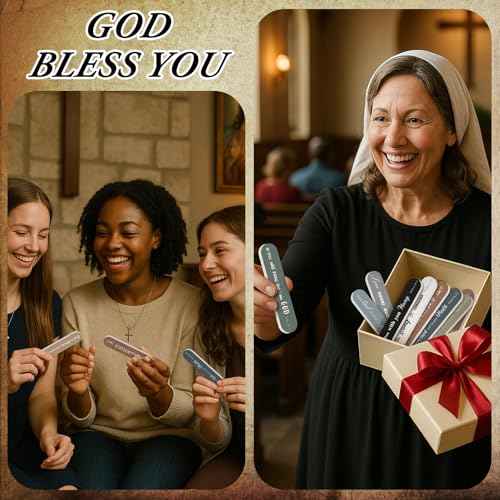50 Pcs Christian Gifts for Women Bulk Christian Nail File Bulk Mini Bible Scripture Emery Board Nail Files Religious Appreciation Gifts for Employee Teacher Staff Coworker Women (Morandi)