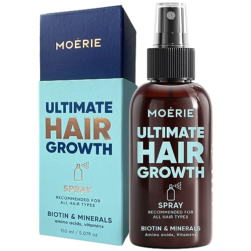 Moerie Ultimate Hair Growth Spray Designed to Strengthen & Stop Hair Loss - 100% Natural Serum for with over 100 Minerals, Vitamins & Amino acids - Fresh Scent - 5.07 Fl. Oz