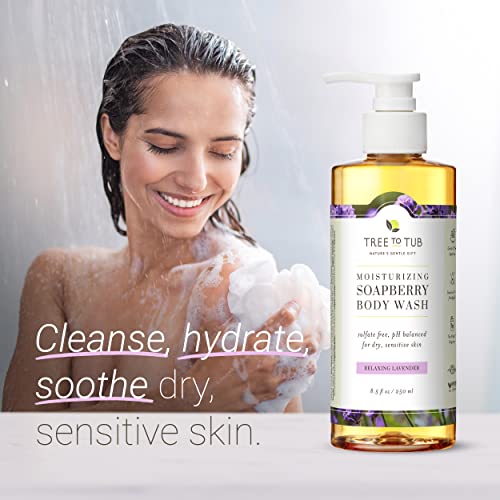Tree To Tub Lavender Shea Butter Body Lotion for Dry Skin & Lavender Body Wash for Sensitive Skin and Dry Skin - Moisturizing Sensitive Skin Lotion & pH Balanced Moisturizing Body Wash for Women & Men
