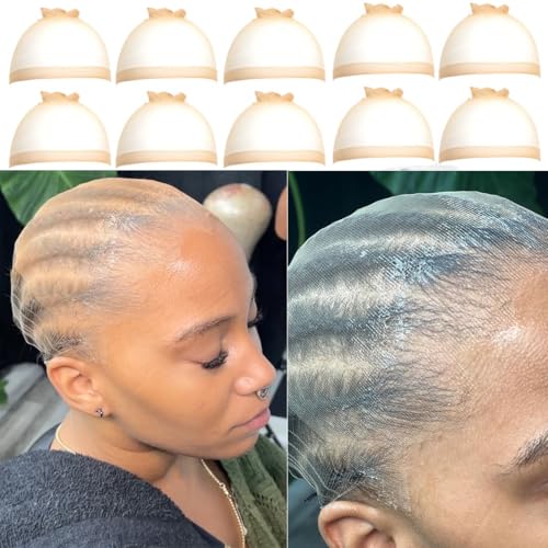 Transparent HD Wig Cap 10 Pcs Thin Breathable Nylon for Women, Natural Fit