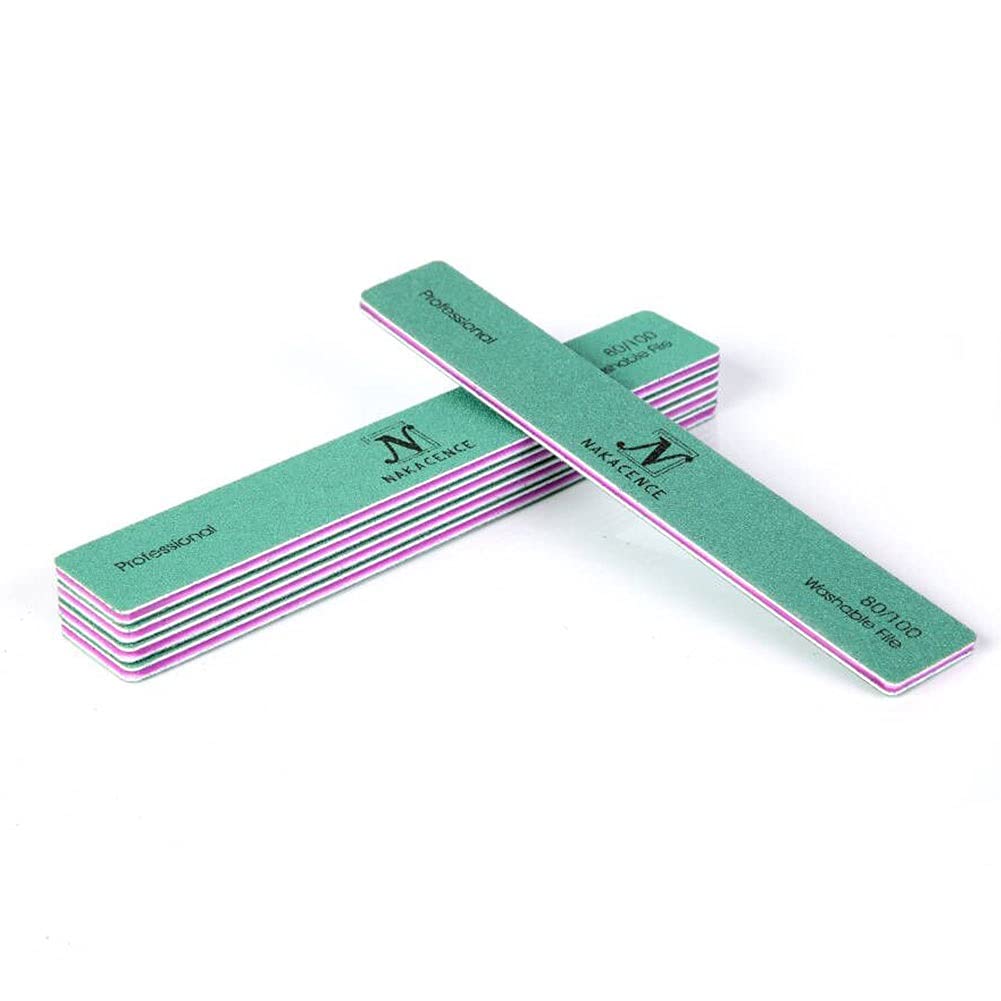 Nail File 80/100 Grit Professional Nail Files and Buffers for Natural Nails,Double Sides Washable Durable Dustless Emery Boards for Nails for Nail Art DIY or Nail Manicure Salon