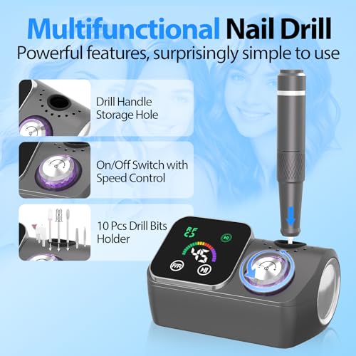 PYVOLA Professional Electric Nail Drill 45,000 RPM | Corded E-File