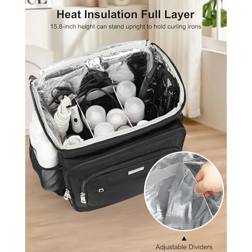 Relavel Barber Bag, Hair Tools Travel Bag, Barber Cases for Clippers and Supplies, Hairstylist Backpack Hairdresser Cosmetology Case for Hair Cutting Tools, Hair Salon Hairdresser Must Haves, Black