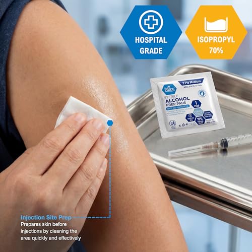 MED PRIDE Sterile Alcohol Prep Pads, 2-Ply, 500 Count - Medical Grade