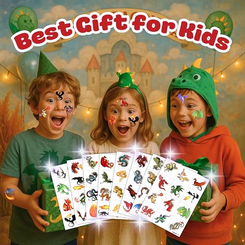 96 Pcs Dragon Temporary Tattoos for Kids Party Favors