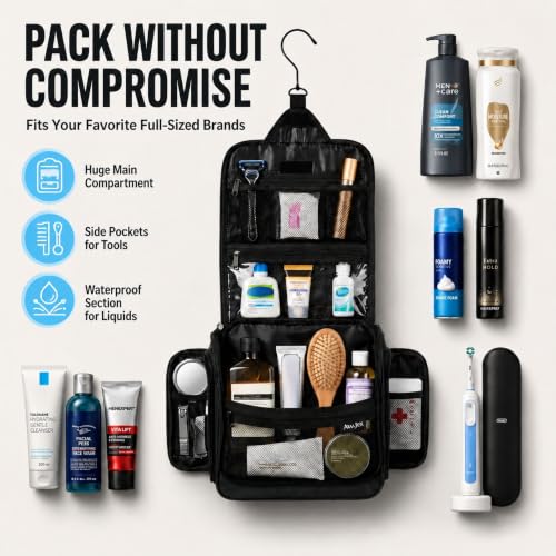 AvaJex Large Hanging Dopp Kit Toiletry Bag - Waterproof