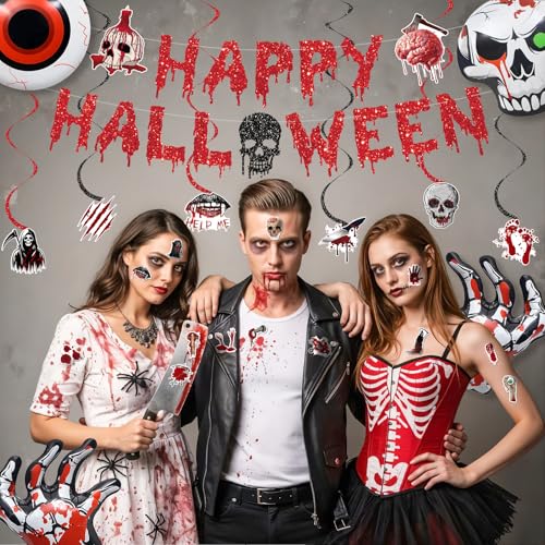 Halloween Temporary Tattoos Stickers - 16 Sheets, 98 Designs