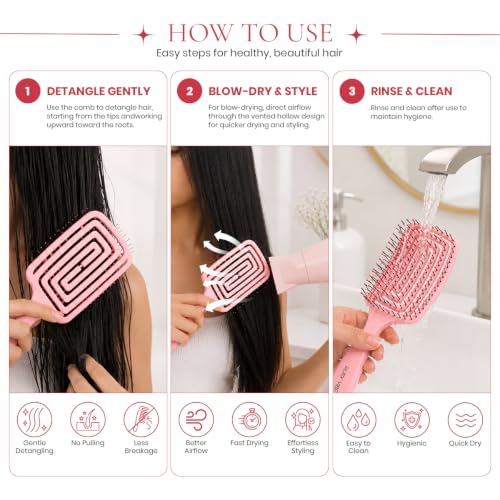 Detangle Hair Brush – Curved Vented Design for Wet & Dry Hair