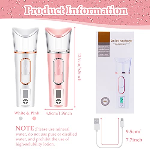Nano Mist Sprayer with Skin Analyzer - 2 Pack USB Rechargeable