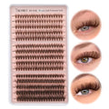 Yawamica Brown Lash Clusters Fluffier Eyelash Extension 10-16mm Individual Lashes D Curly Eyelash Clusters 40D+50D+70D Volume 300pcs Cluster Lashes Pesta?as Pelo a Pelo DIY Lash Extension at Home