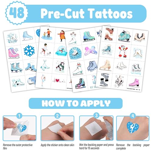 72-Piece Ice Skating Party Favors Set - Tattoos & Slap Bracelets
