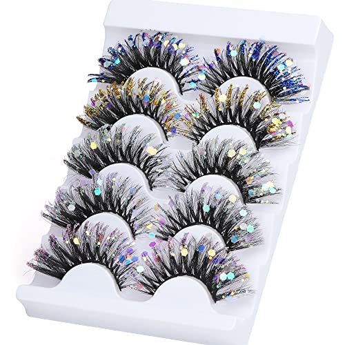 Zegaine Glitter Cat Eye False Eyelashes - 5 Pairs Wispy