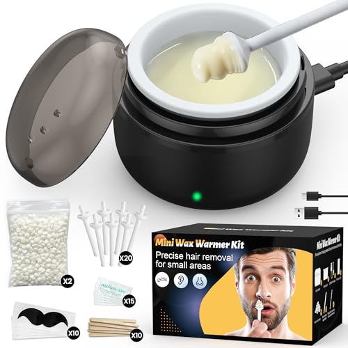 Nose Wax Kit for Men & Women: Nose and Ear Hair Waxing Kit - Smart Temp & USB Fast Heat,100g Waxing Beans, 30 Wax Sticks, Painless Hair Removal Waxing Kit for Nose Ears Eyebrow Lip Facial, Travel Size