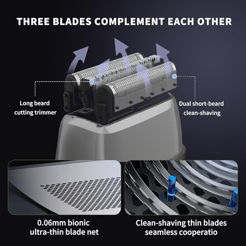 Professional Cordless Electric Shaver for Men - Fast Charging Wet/Dry Mini Travel Razor with Floating Heads, Precision Beard Trimmer, IPX7 Waterproof for Shower Use