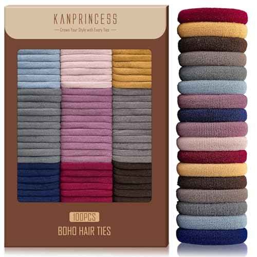 Nylon Hair Ties - No Damage,Strong Soft Cotton Hair Bands Accessories for Thick Hair 100PCS Ponytail Holders for Women Girls