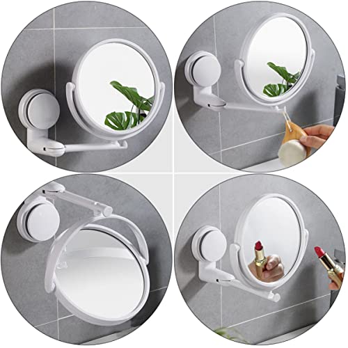 Minkissy Wall Mounted Makeup Mirror 10x Magnification, Suction Cup, Double-Sided, Adjustable - Transparent 1" x 1"