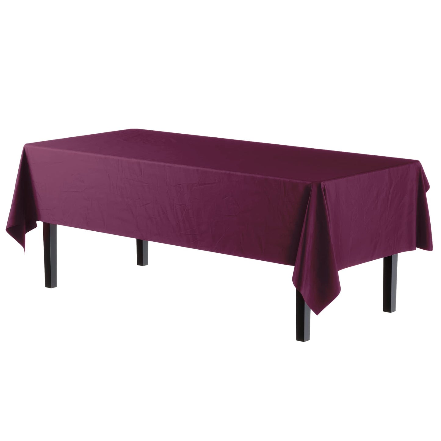 Exquisite 12-Pack Premium Plastic Tablecloth 54in. x 108in. Rectangle Table Cover - Plum