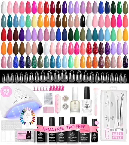 Electric Nail Drill Kit with 7 Bits & 88 Gel Colors for Manicure & Pedicure