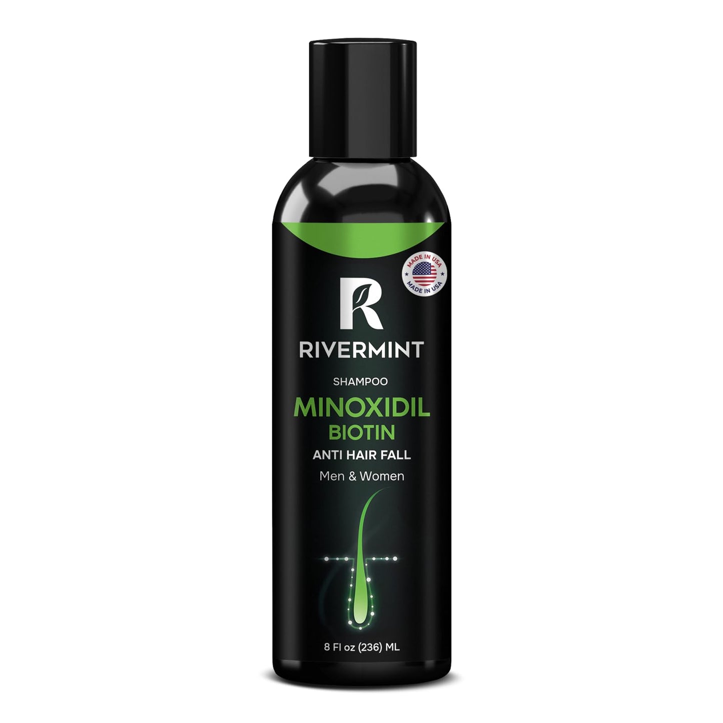 Rivermint Shampoo with Minoxidil and Biotin: Hair Growth Stimulant for Men and Women, anti hair loss - Made in the USA