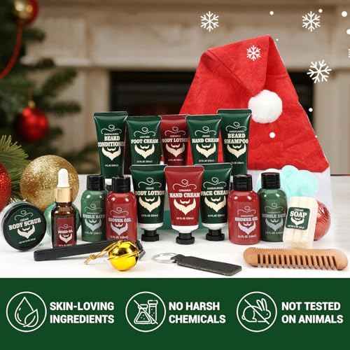 Advent Calendar 2025 BODY & EARTH, Mens Advent Skincare Calendar for Adults Christmas Gifts 24 Days of Beauty Countdown Calendar 2025 for Mens, 24PCS Beard Care Grooming Gifts Set for Husband Dads