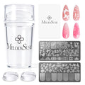 MelodySusie Transparent French Tip Nail Stamp Kit with 2 Plates & 6 Pieces