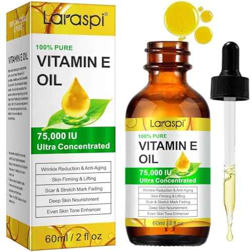 Vitamin E Oil, 75,000 IU Pure Vitamin E Oil for Skin, Face, Scars, Body, for Moisturizing Dry Skin, 2 Oz